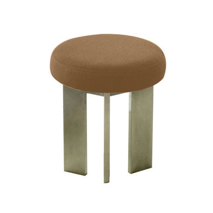 Contemporary Industrial Cotton Linen Stainless Steel Sponge Round Lightweight Dining Chair Backless Armless For Dining Room
