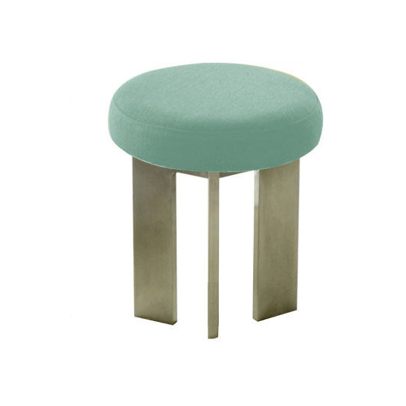 Contemporary Industrial Cotton Linen Stainless Steel Sponge Round Lightweight Dining Chair Backless Armless For Dining Room