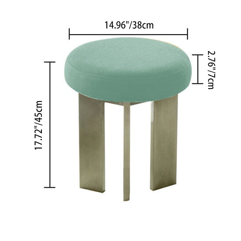 Contemporary Industrial Cotton Linen Stainless Steel Sponge Round Lightweight Dining Chair Backless Armless For Dining Room