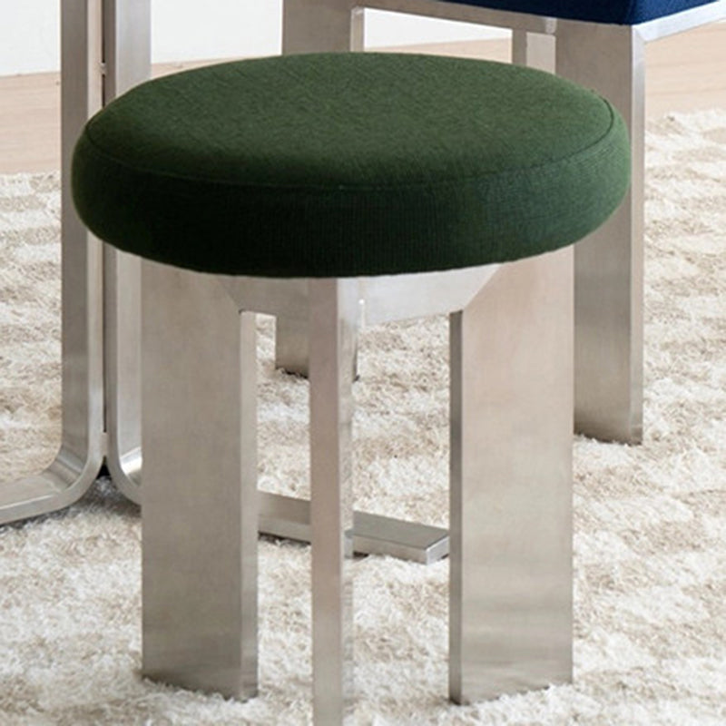 Contemporary Industrial Cotton Linen Stainless Steel Sponge Round Lightweight Dining Chair Backless Armless For Dining Room
