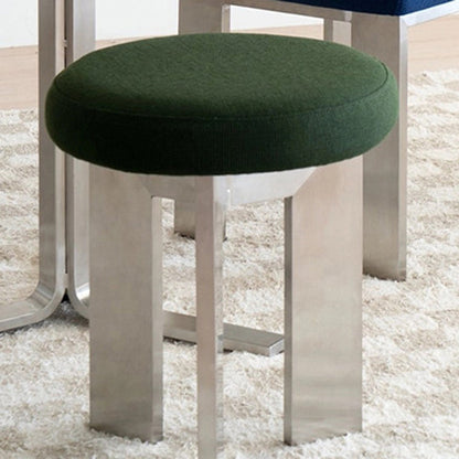 Contemporary Industrial Cotton Linen Stainless Steel Sponge Round Lightweight Dining Chair Backless Armless For Dining Room