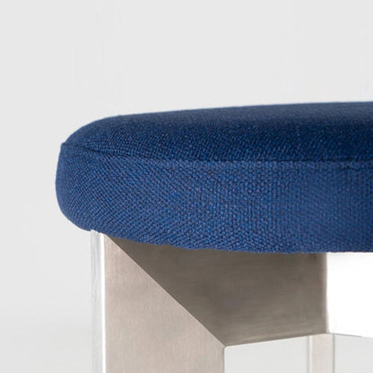 Contemporary Industrial Cotton Linen Stainless Steel Sponge Round Lightweight Dining Chair Backless Armless For Dining Room