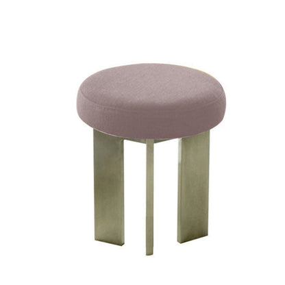 Contemporary Industrial Cotton Linen Stainless Steel Sponge Round Lightweight Dining Chair Backless Armless For Dining Room