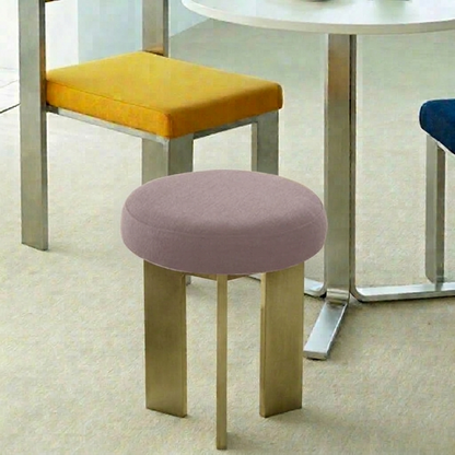 Contemporary Industrial Cotton Linen Stainless Steel Sponge Round Lightweight Dining Chair Backless Armless For Dining Room