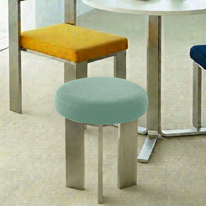 Contemporary Industrial Cotton Linen Stainless Steel Sponge Round Lightweight Dining Chair Backless Armless For Dining Room