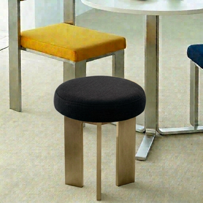 Contemporary Industrial Cotton Linen Stainless Steel Sponge Round Lightweight Dining Chair Backless Armless For Dining Room