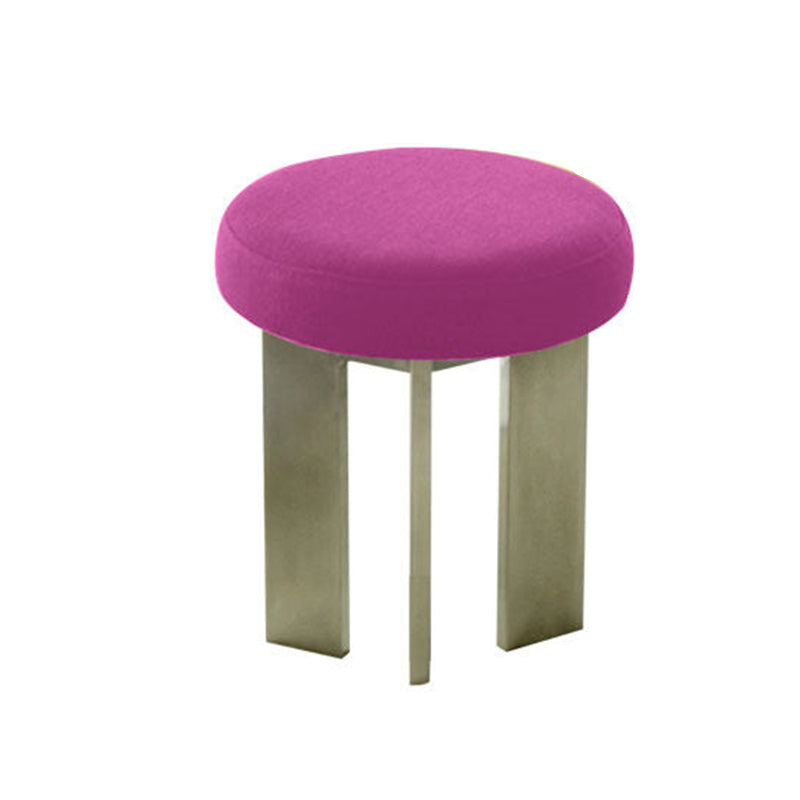 Contemporary Industrial Cotton Linen Stainless Steel Sponge Round Lightweight Dining Chair Backless Armless For Dining Room