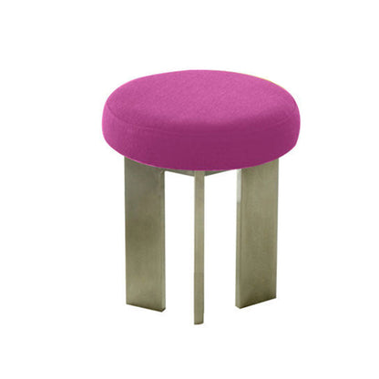 Contemporary Industrial Cotton Linen Stainless Steel Sponge Round Lightweight Dining Chair Backless Armless For Dining Room