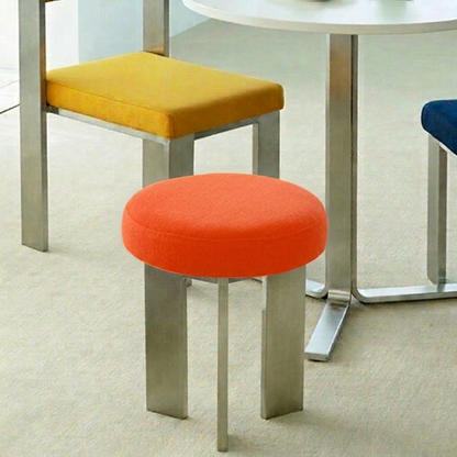 Contemporary Industrial Cotton Linen Stainless Steel Sponge Round Lightweight Dining Chair Backless Armless For Dining Room