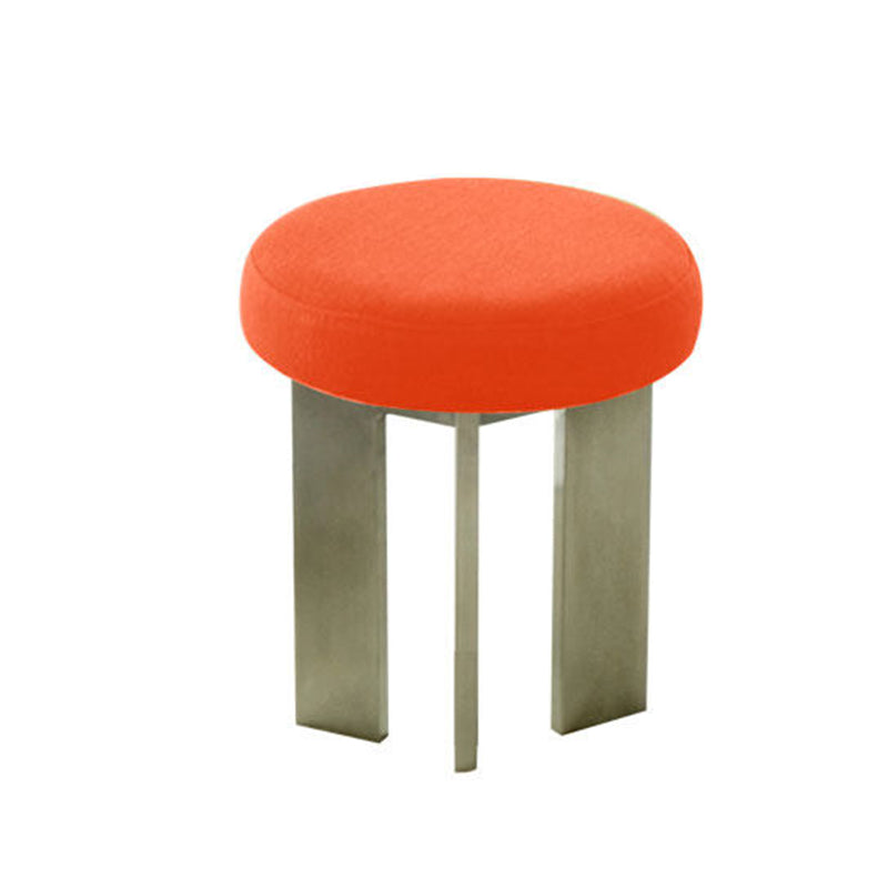 Contemporary Industrial Cotton Linen Stainless Steel Sponge Round Lightweight Dining Chair Backless Armless For Dining Room