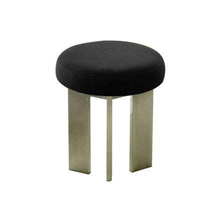 Contemporary Industrial Cotton Linen Stainless Steel Sponge Round Lightweight Dining Chair Backless Armless For Dining Room