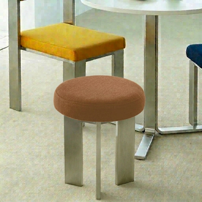 Contemporary Industrial Cotton Linen Stainless Steel Sponge Round Lightweight Dining Chair Backless Armless For Dining Room
