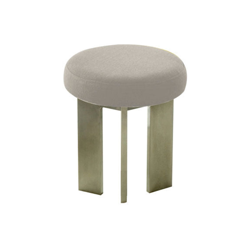 Contemporary Industrial Cotton Linen Stainless Steel Sponge Round Lightweight Dining Chair Backless Armless For Dining Room