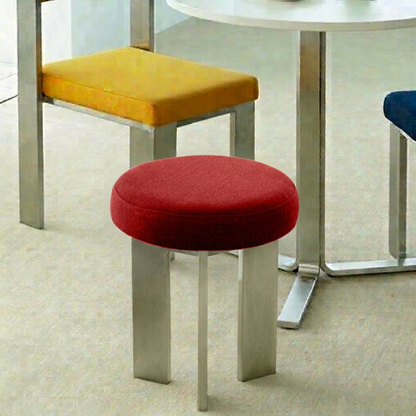 Contemporary Industrial Cotton Linen Stainless Steel Sponge Round Lightweight Dining Chair Backless Armless For Dining Room