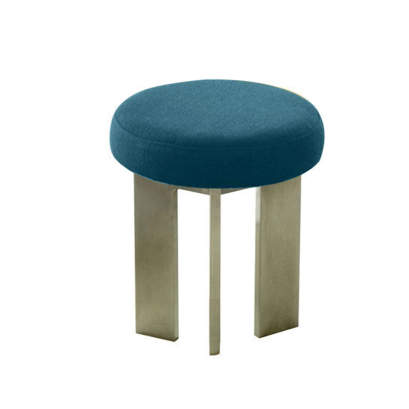 Contemporary Industrial Cotton Linen Stainless Steel Sponge Round Lightweight Dining Chair Backless Armless For Dining Room