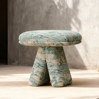 Contemporary Scandinavian Plywood Chenille Cotton Linen Velvet Square Top Triangular Vanity Stool Backless Armless For Bedroom