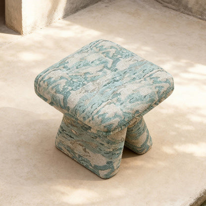 Contemporary Scandinavian Plywood Chenille Cotton Linen Velvet Square Top Triangular Vanity Stool Backless Armless For Bedroom