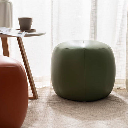 Contemporary Scandinavian Pine Wood Synthetic Leather Sponge Rounded Triangular Low Stool Backless Armless For Living Room