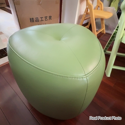 Contemporary Scandinavian Pine Wood Synthetic Leather Sponge Rounded Triangular Low Stool Backless Armless For Living Room