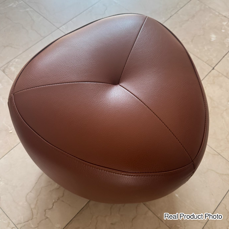 Contemporary Scandinavian Pine Wood Synthetic Leather Sponge Rounded Triangular Low Stool Backless Armless For Living Room