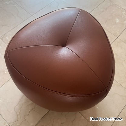 Contemporary Scandinavian Pine Wood Synthetic Leather Sponge Rounded Triangular Low Stool Backless Armless For Living Room