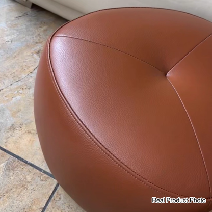 Contemporary Scandinavian Pine Wood Synthetic Leather Sponge Rounded Triangular Low Stool Backless Armless For Living Room