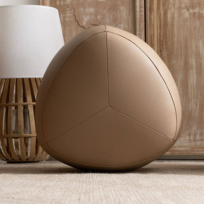 Contemporary Scandinavian Pine Wood Synthetic Leather Sponge Rounded Triangular Low Stool Backless Armless For Living Room