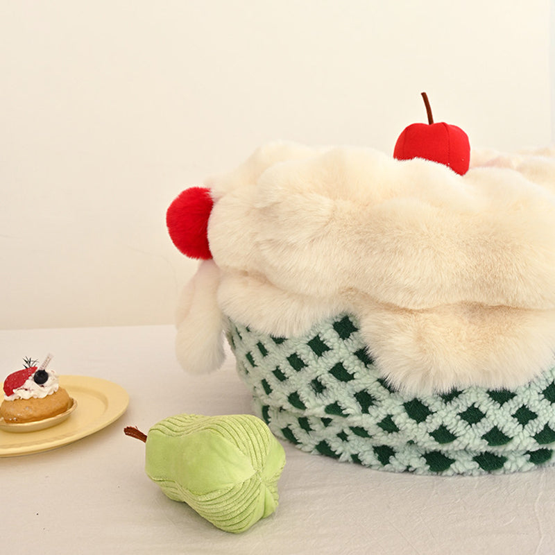 Contemporary Nordic Sherpa Fabric Faux Rabbit Fur EPP Cartoon Cake Removable & Washable Design Low Stool Backless Armless For Living Room & Bedroom