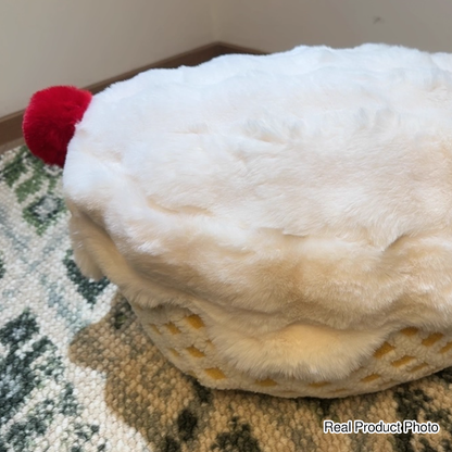 Contemporary Nordic Sherpa Fabric Faux Rabbit Fur EPP Cartoon Cake Removable & Washable Design Low Stool Backless Armless For Living Room & Bedroom