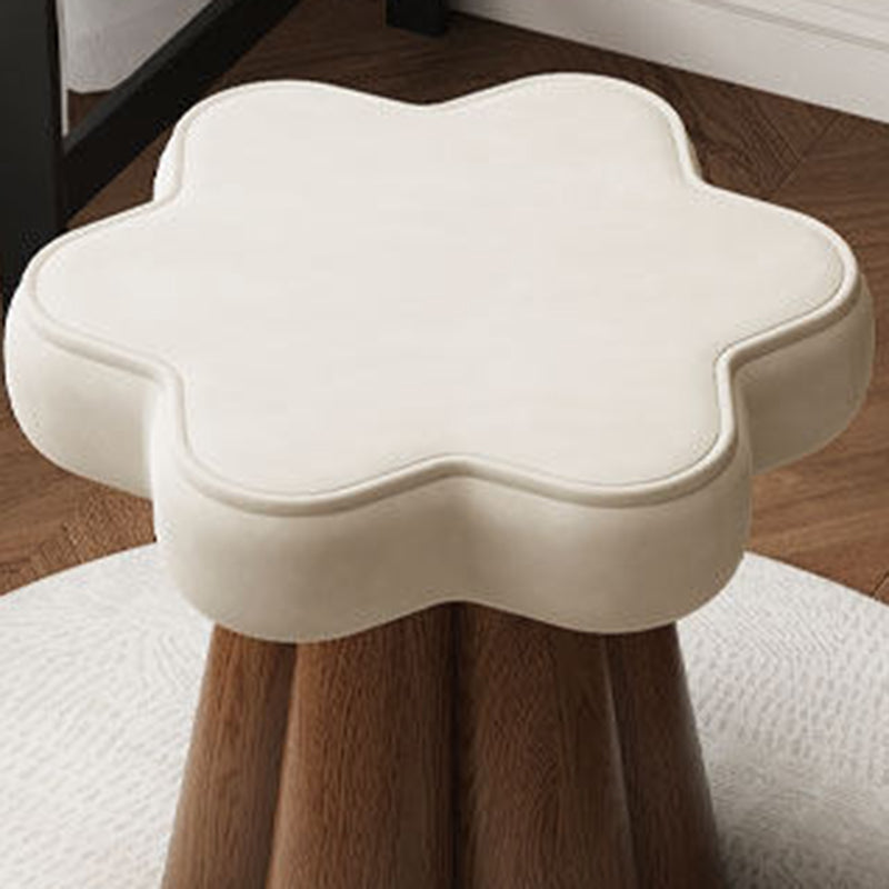 Contemporary Nordic Solid Wood Velvet Sponge Petal-Shaped Rotatable Vanity Stool Backless Armless For Bedroom