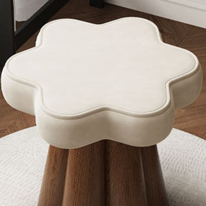 Contemporary Nordic Solid Wood Velvet Sponge Petal-Shaped Rotatable Vanity Stool Backless Armless For Bedroom
