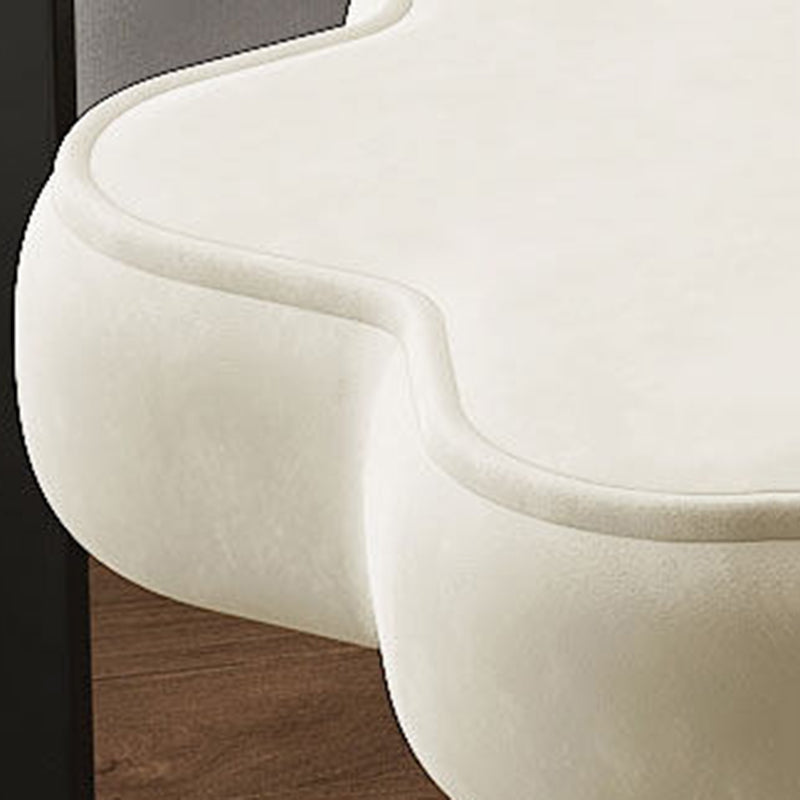 Contemporary Nordic Solid Wood Velvet Sponge Petal-Shaped Rotatable Vanity Stool Backless Armless For Bedroom