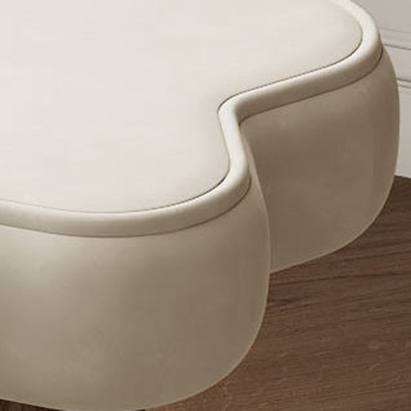 Contemporary Nordic Solid Wood Velvet Sponge Petal-Shaped Rotatable Vanity Stool Backless Armless For Bedroom