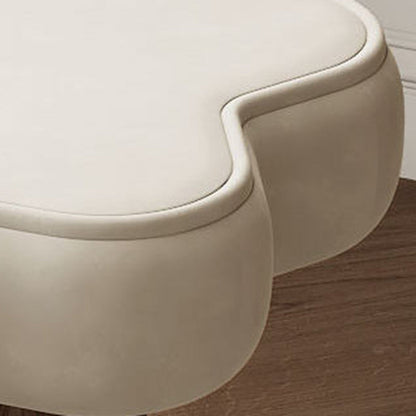 Contemporary Nordic Solid Wood Velvet Sponge Petal-Shaped Rotatable Vanity Stool Backless Armless For Bedroom