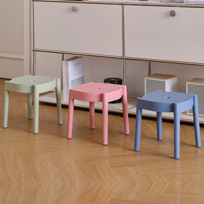 Modern Minimalist PP Plastic Round Stackable Lightweight Low Stool Backless Armless For Living Room & Entryway
