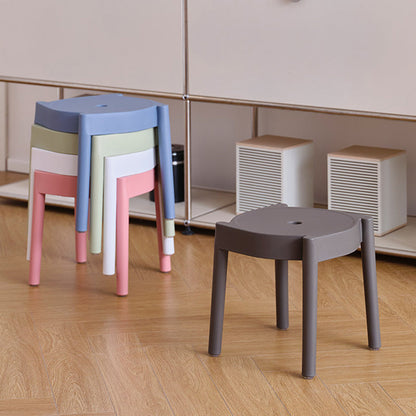 Modern Minimalist PP Plastic Round Stackable Lightweight Low Stool Backless Armless For Living Room & Entryway