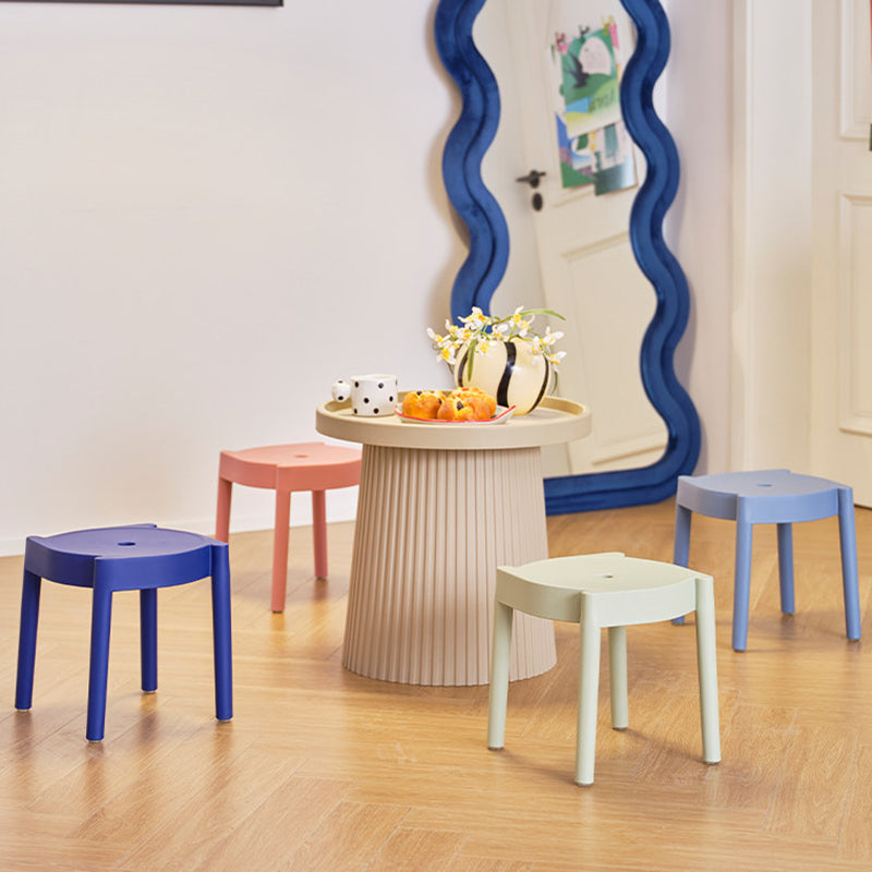 Modern Minimalist PP Plastic Round Stackable Lightweight Low Stool Backless Armless For Living Room & Entryway