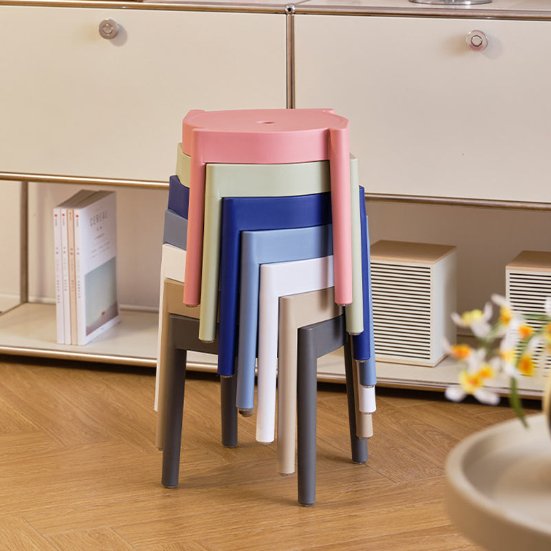 Modern Minimalist PP Plastic Round Stackable Lightweight Low Stool Backless Armless For Living Room & Entryway
