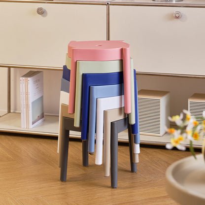 Modern Minimalist PP Plastic Round Stackable Lightweight Low Stool Backless Armless For Living Room & Entryway
