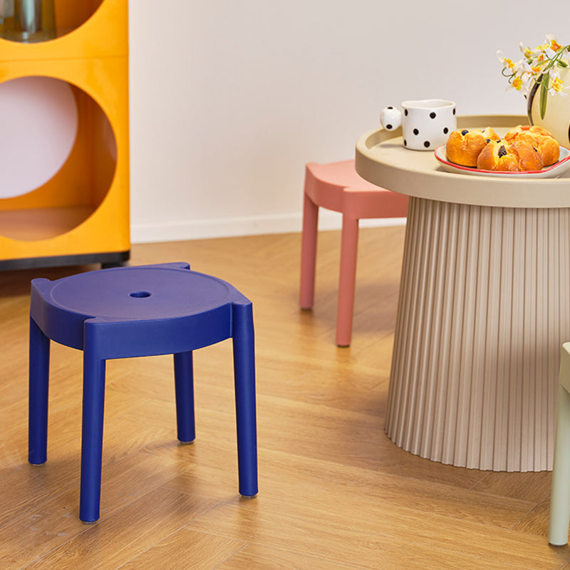 Modern Minimalist PP Plastic Round Stackable Lightweight Low Stool Backless Armless For Living Room & Entryway