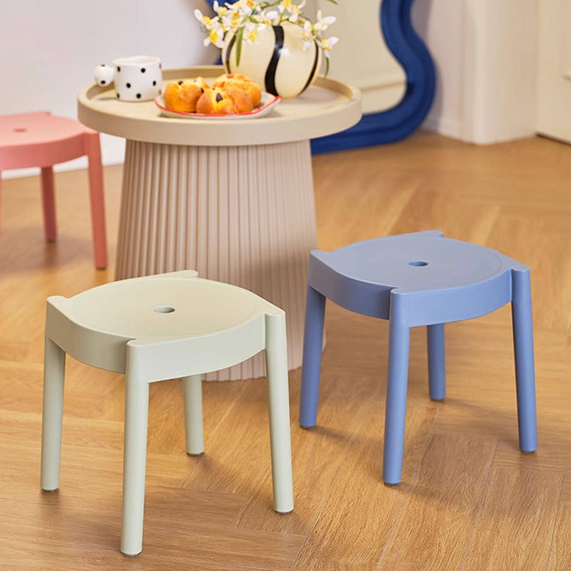 Modern Minimalist PP Plastic Round Stackable Lightweight Low Stool Backless Armless For Living Room & Entryway