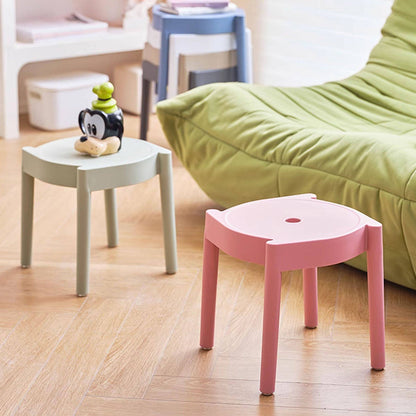Modern Minimalist PP Plastic Round Stackable Lightweight Low Stool Backless Armless For Living Room & Entryway