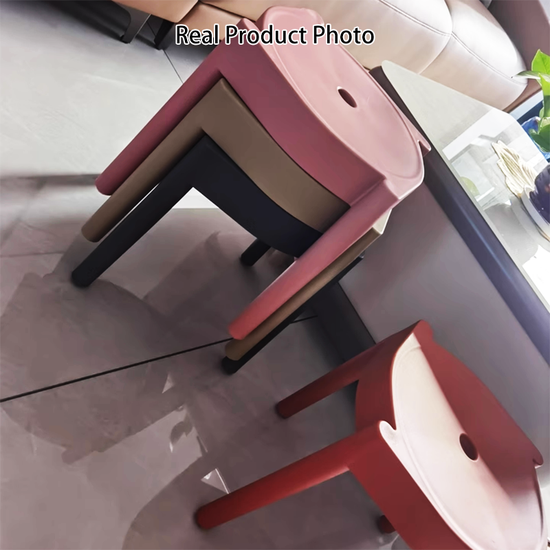 Modern Minimalist PP Plastic Round Stackable Lightweight Low Stool Backless Armless For Living Room & Entryway