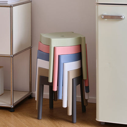 Modern Minimalist PP Plastic Round Stackable Lightweight Low Stool Backless Armless For Living Room & Entryway