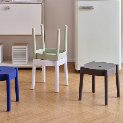 Modern Minimalist PP Plastic Round Stackable Lightweight Low Stool Backless Armless For Living Room & Entryway