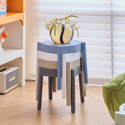 Modern Minimalist PP Plastic Round Stackable Lightweight Low Stool Backless Armless For Living Room & Entryway