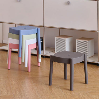 Modern Minimalist PP Plastic Round Stackable Lightweight Low Stool Backless Armless For Living Room & Entryway