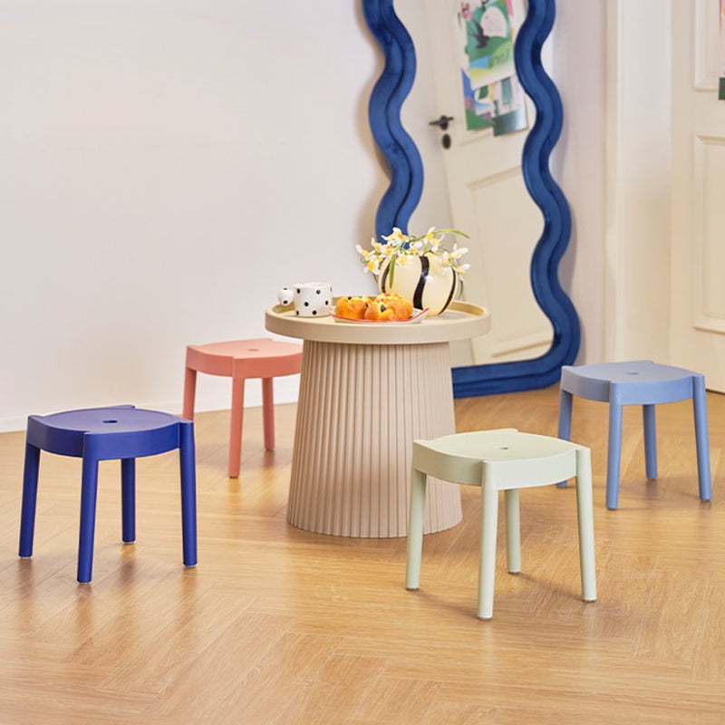 Modern Minimalist PP Plastic Round Stackable Lightweight Low Stool Backless Armless For Living Room & Entryway