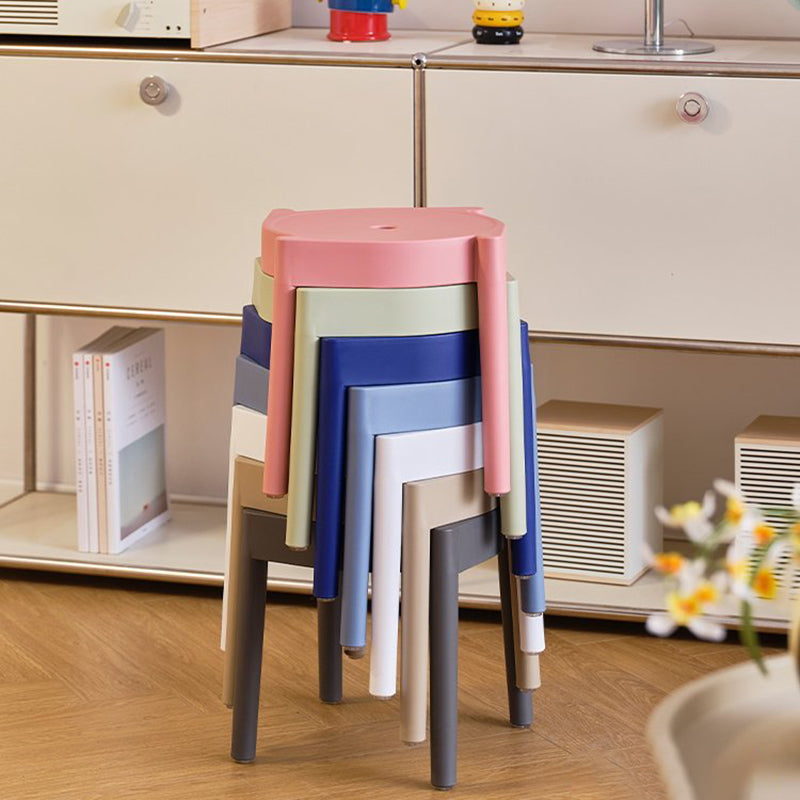 Modern Minimalist PP Plastic Round Stackable Lightweight Low Stool Backless Armless For Living Room & Entryway