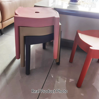 Modern Minimalist PP Plastic Round Stackable Lightweight Low Stool Backless Armless For Living Room & Entryway